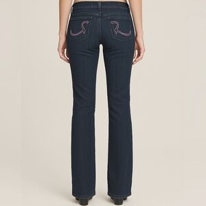 Rock Republic Jeans Womens 28 Blue Straight Leg Dark Wash Denim Low-rise Pink